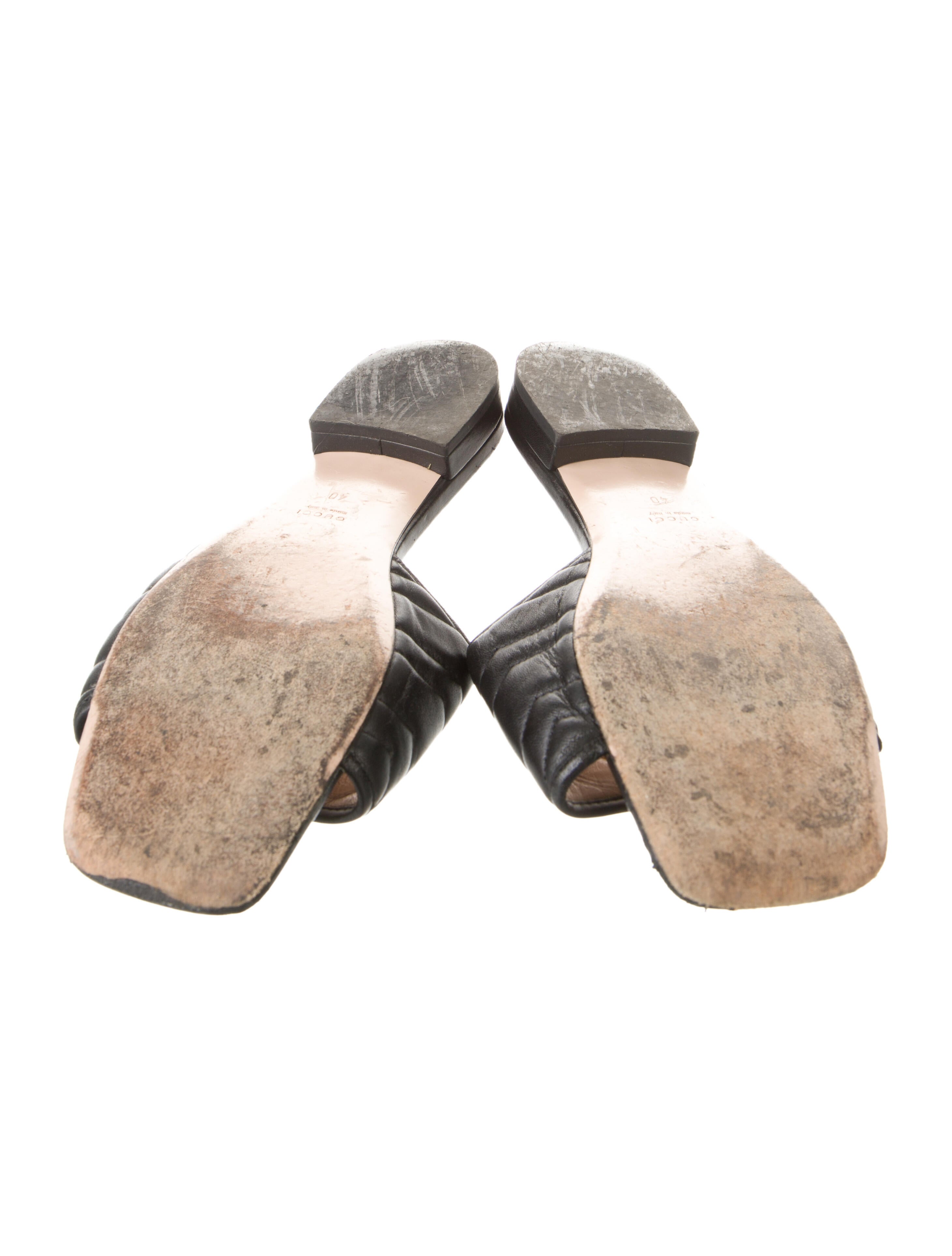 Gucci Double G Logo Leather Slides